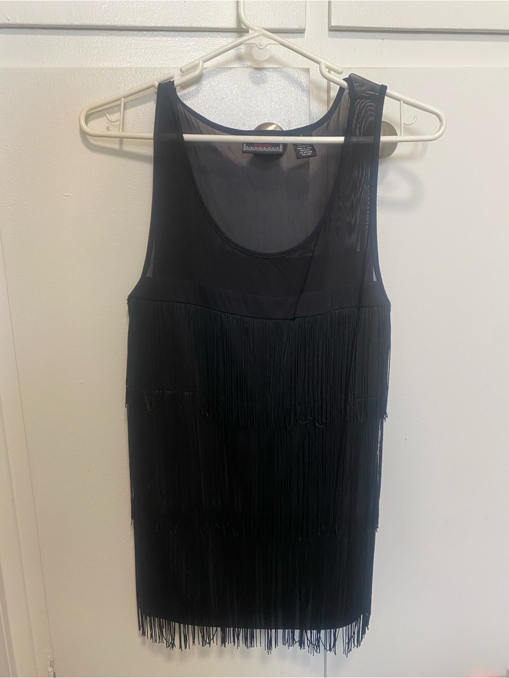 Boohoo Black Fringe Tank Mini top